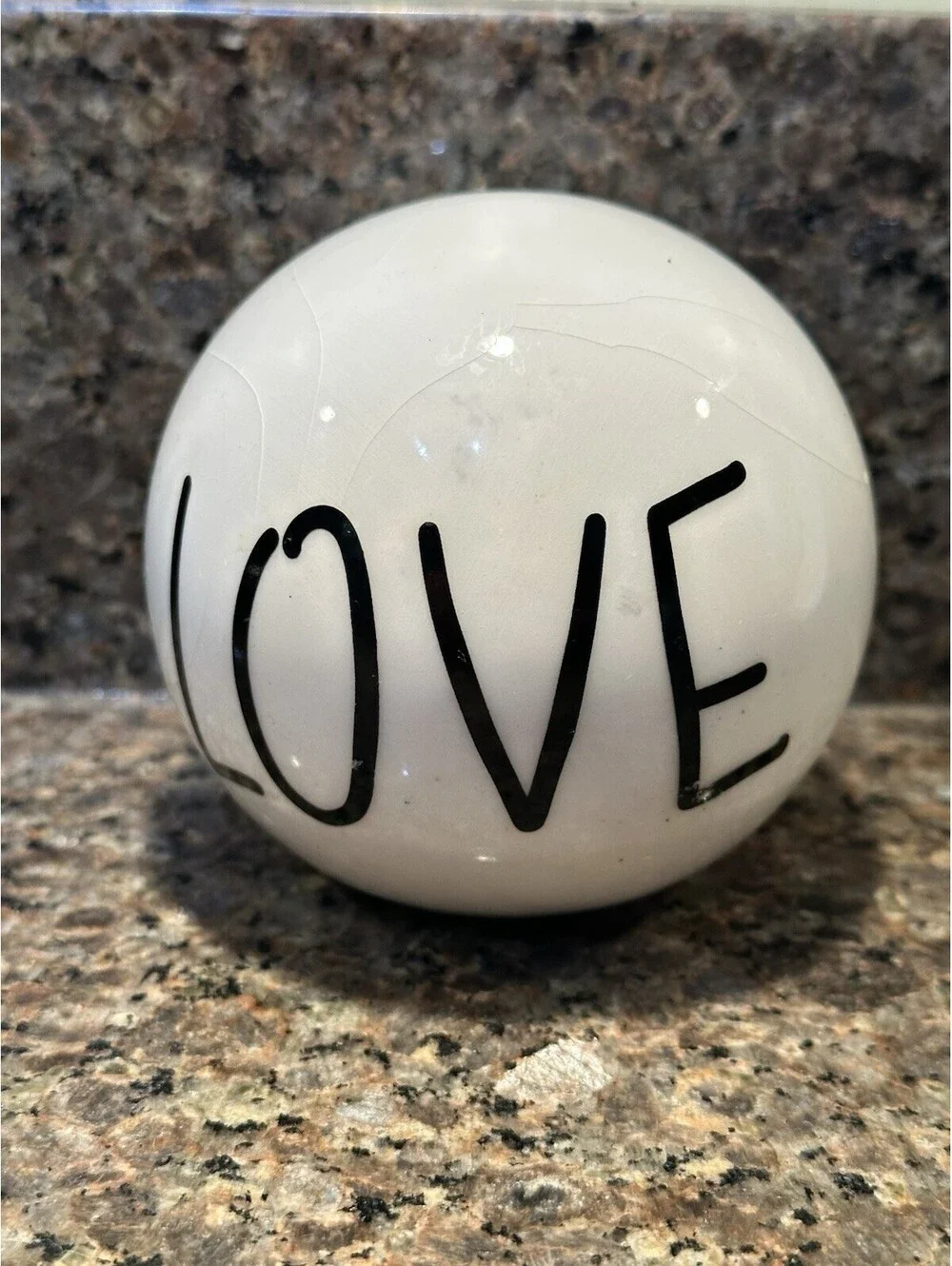 Ceramic LOVE Sphere Orb Rae Dunn Style White Farmhouse Valentine Tier Tray Deco
